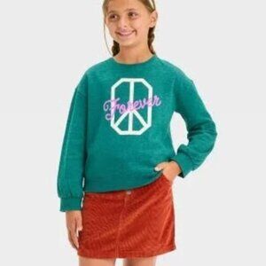 Cat & Jack Girls Graphic Long Sleeve Crew Neck Sweater - Size: 8 (Medium)
